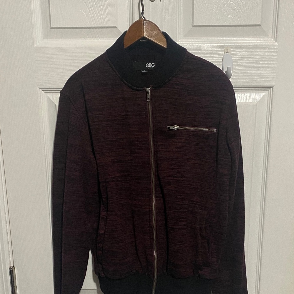 G by Guess Men's Maroon Zip-Up Jacket